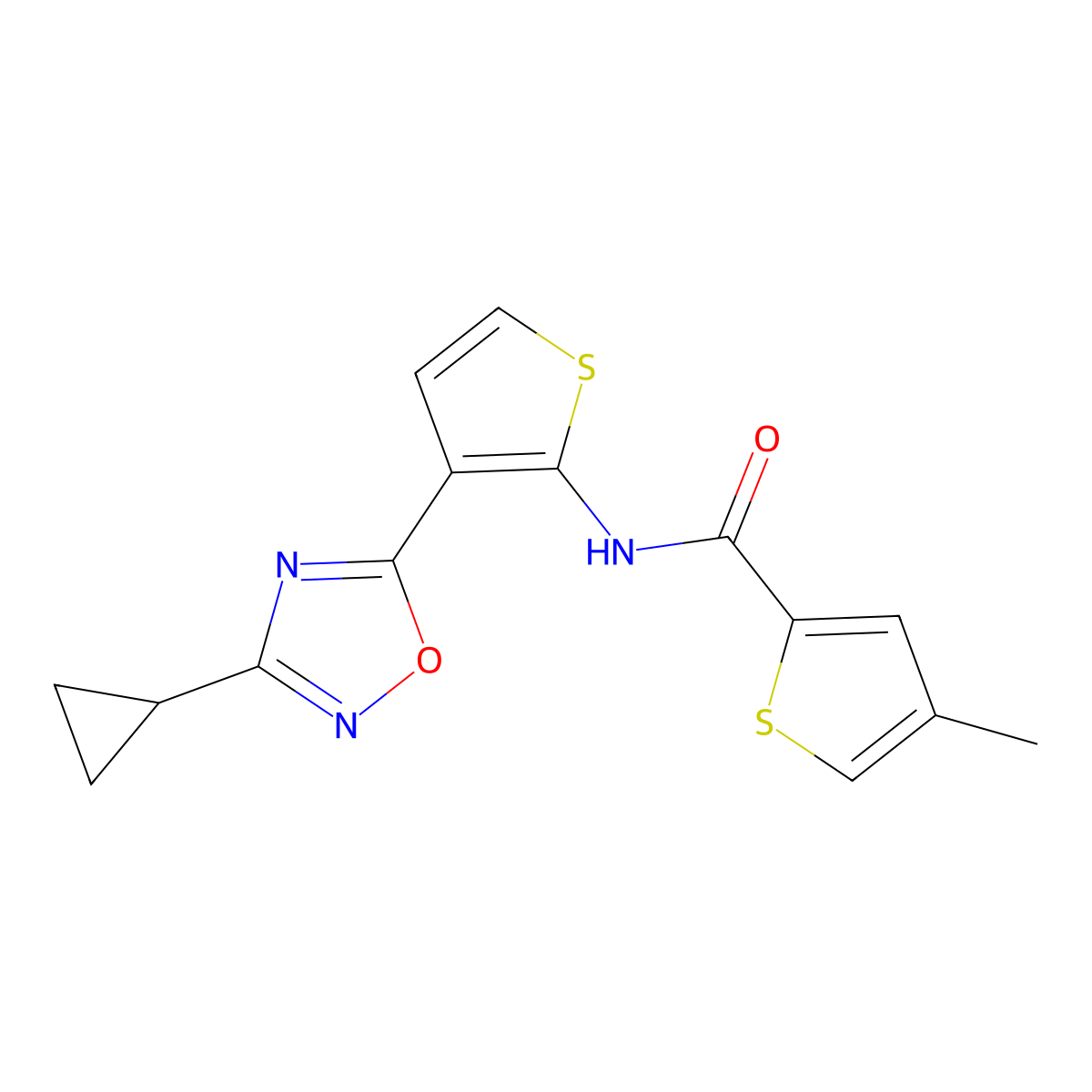 N-[3-(3-cyclopropyl-1,2,4-oxadiazol-5-yl)thiophen-2-yl]-4-methylthiophene-2-carboxamide molecular structure, CAS 1798464-99-9