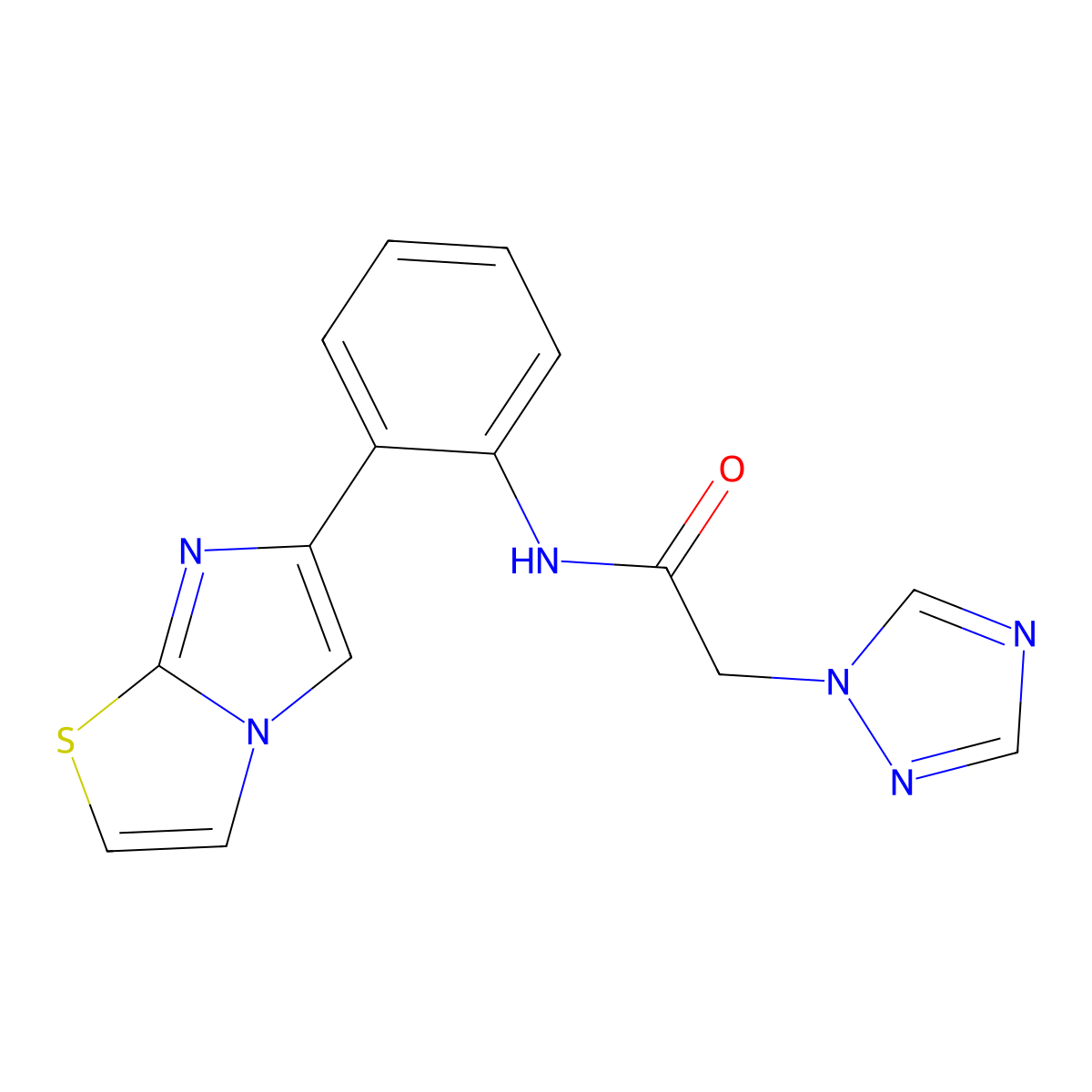 N-(2-(imidazo[2,1-b]thiazol-6-yl)phenyl)-2-(1H-1,2,4-triazol-1-yl)acetamide molecular structure, CAS 1798465-17-4