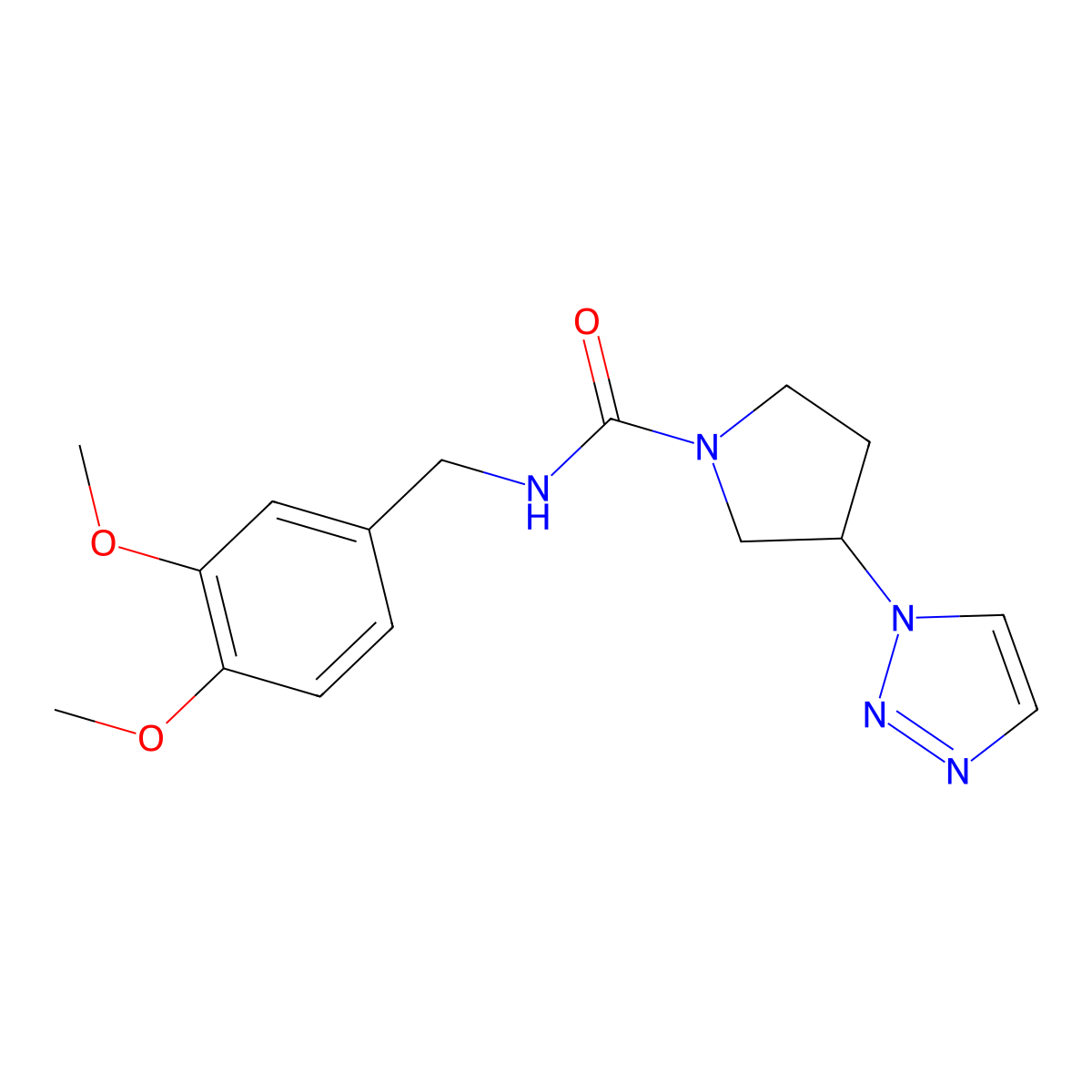 N-(3,4-dimethoxybenzyl)-3-(1H-1,2,3-triazol-1-yl)pyrrolidine-1-carboxamide molecular structure, CAS 1798466-38-2