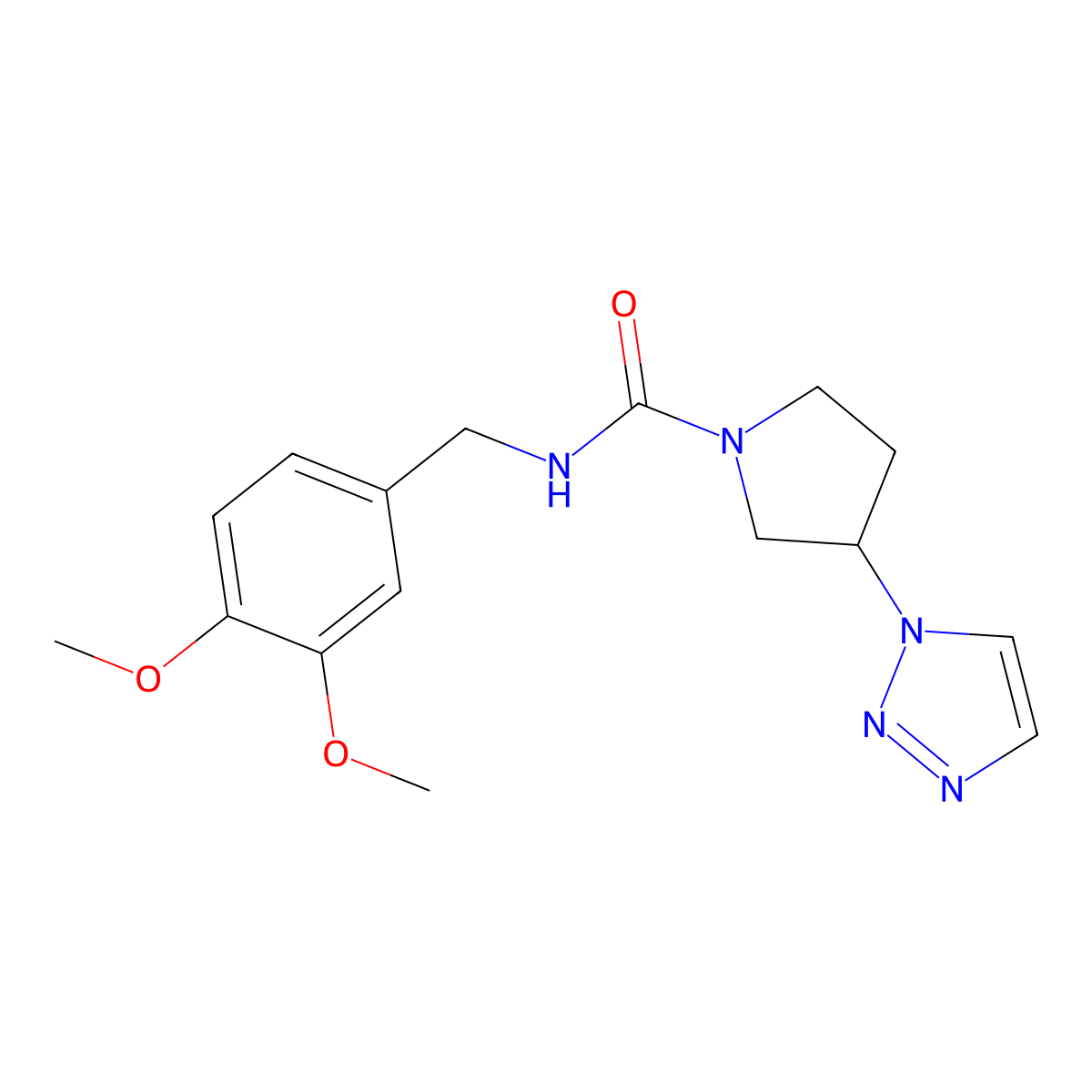N-(3,4-dimethoxybenzyl)-3-(1H-1,2,3-triazol-1-yl)pyrrolidine-1-carboxamide molecular structure, CAS 1798466-38-2