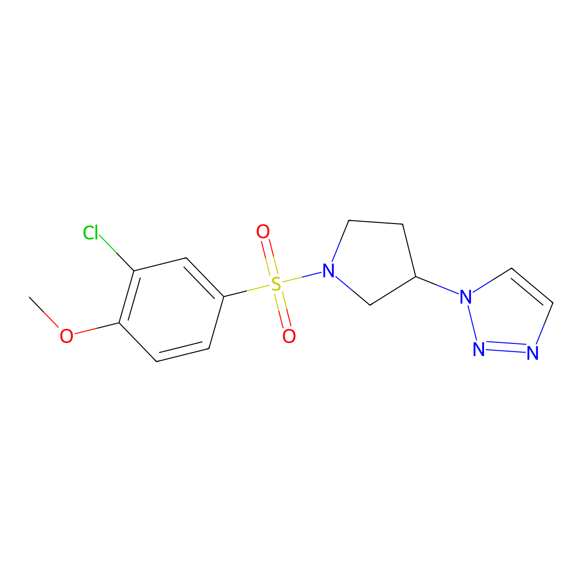 1-(1-((3-chloro-4-methoxyphenyl)sulfonyl)pyrrolidin-3-yl)-1H-1,2,3-triazole molecular structure, CAS 1798466-47-3
