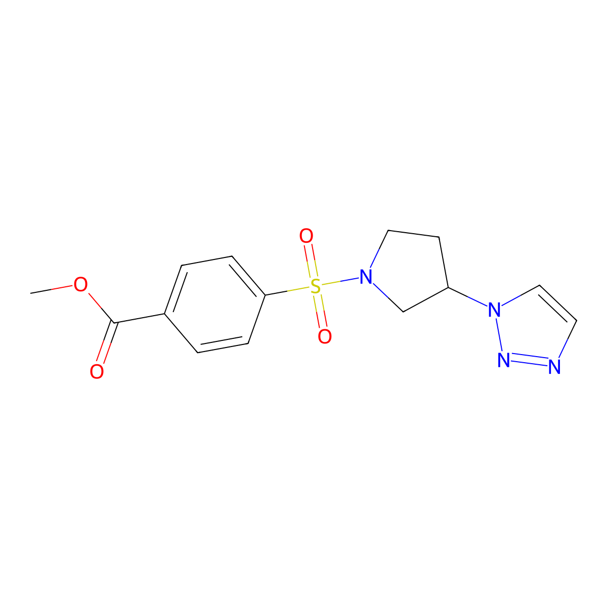 methyl 4-((3-(1H-1,2,3-triazol-1-yl)pyrrolidin-1-yl)sulfonyl)benzoate molecular structure, CAS 1798466-56-4
