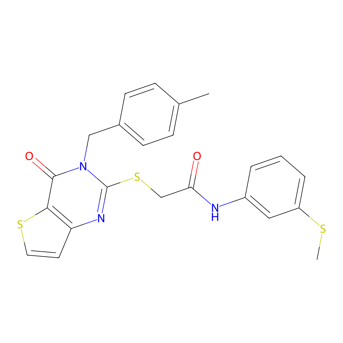 2-((3-(4-methylbenzyl)-4-oxo-3,4-dihydrothieno[3,2-d]pyrimidin-2-yl)thio)-N-(3-(methylthio)phenyl)acetamide molecular structure, CAS 1798483-25-6