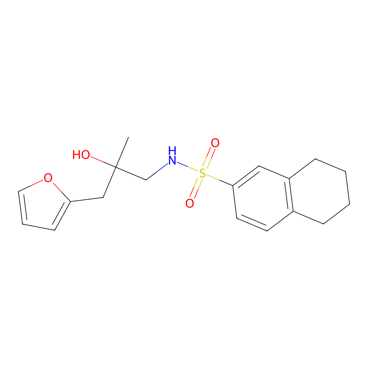 N-(3-(furan-2-yl)-2-hydroxy-2-methylpropyl)-5,6,7,8-tetrahydronaphthalene-2-sulfonamide molecular structure, CAS 1798483-75-6