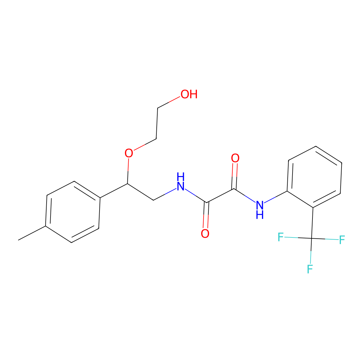 N1-(2-(2-hydroxyethoxy)-2-(p-tolyl)ethyl)-N2-(2-(trifluoromethyl)phenyl)oxalamide molecular structure, CAS 1798484-01-1