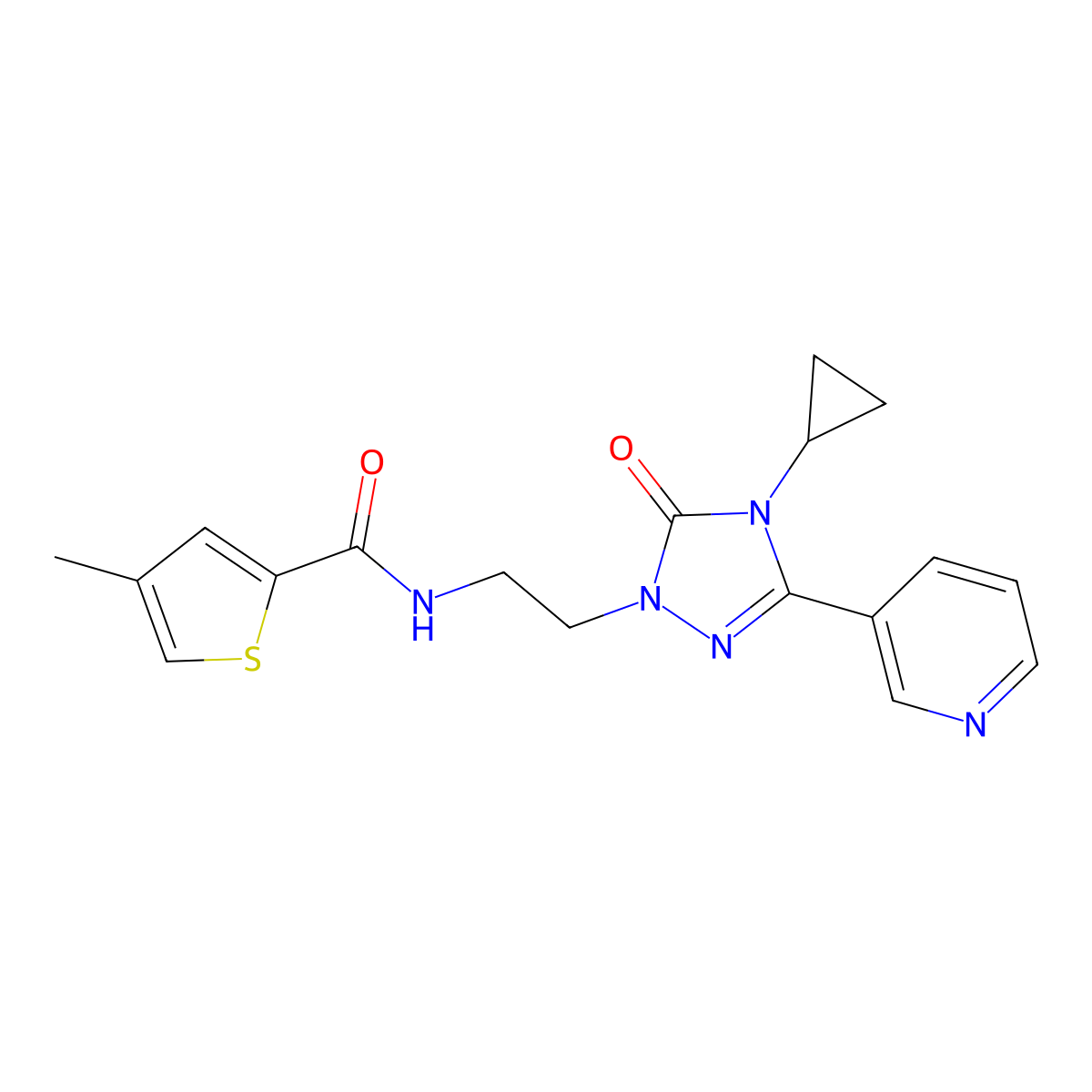 N-{2-[4-cyclopropyl-5-oxo-3-(pyridin-3-yl)-4,5-dihydro-1H-1,2,4-triazol-1-yl]ethyl}-4-methylthiophene-2-carboxamide molecular structure, CAS 1798484-60-2