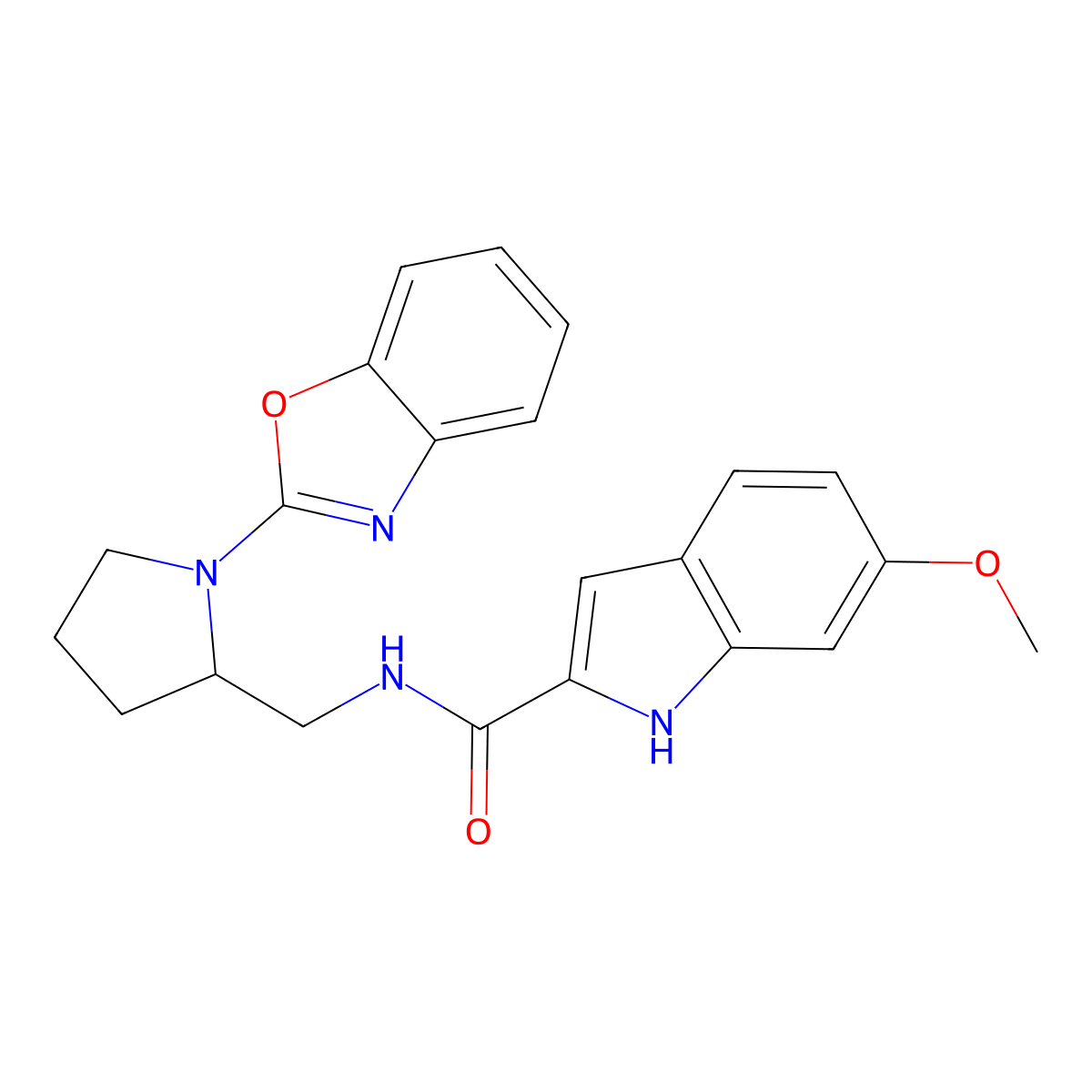 N-((1-(benzo[d]oxazol-2-yl)pyrrolidin-2-yl)methyl)-6-methoxy-1H-indole-2-carboxamide molecular structure, CAS 1798484-74-8