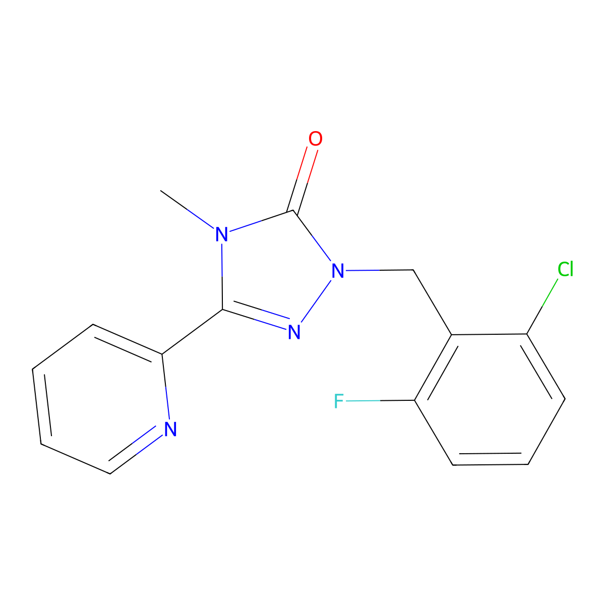 1-(2-chloro-6-fluorobenzyl)-4-methyl-3-(pyridin-2-yl)-1H-1,2,4-triazol-5(4H)-one molecular structure, CAS 1798484-78-2
