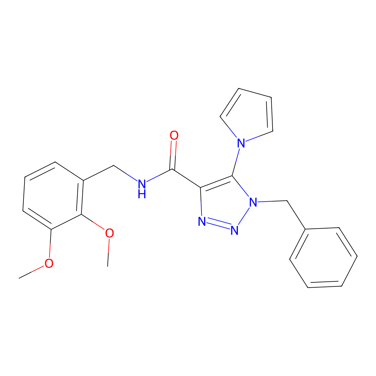 1-benzyl-N-(2,3-dimethoxybenzyl)-5-(1H-pyrrol-1-yl)-1H-1,2,3-triazole-4-carboxamide molecular structure, CAS 1798484-97-5