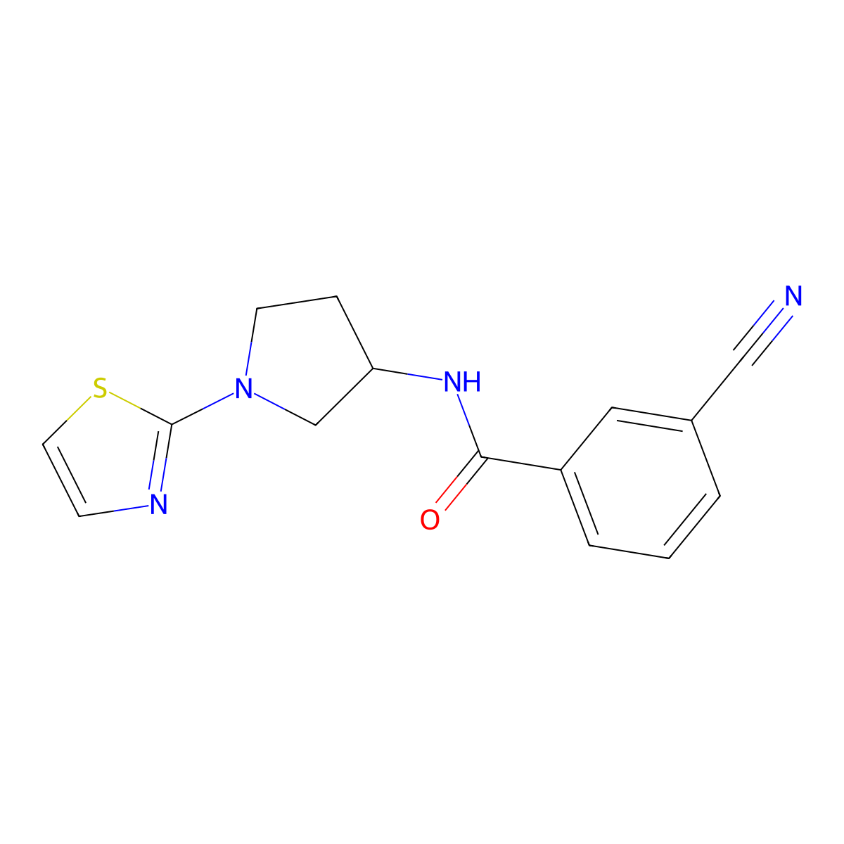 3-cyano-N-(1-(thiazol-2-yl)pyrrolidin-3-yl)benzamide molecular structure, CAS 1798485-09-2