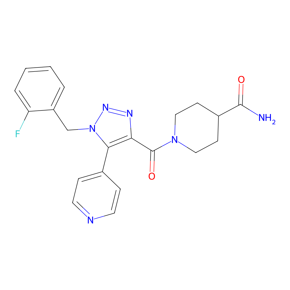 1-{[1-(2-fluorobenzyl)-5-pyridin-4-yl-1H-1,2,3-triazol-4-yl]carbonyl}piperidine-4-carboxamide molecular structure, CAS 1798485-12-7