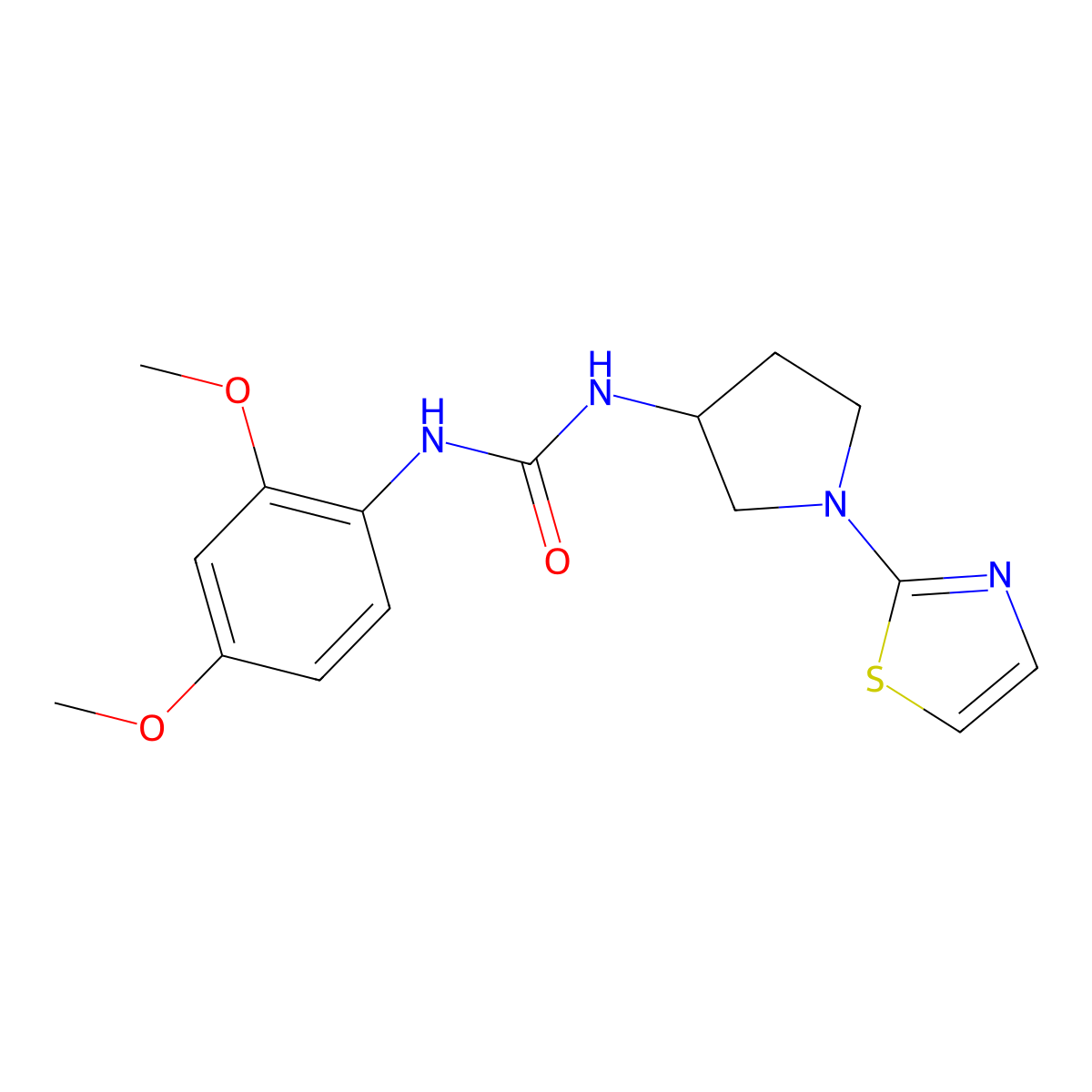 1-(2,4-Dimethoxyphenyl)-3-(1-(thiazol-2-yl)pyrrolidin-3-yl)urea molecular structure, CAS 1798485-13-8