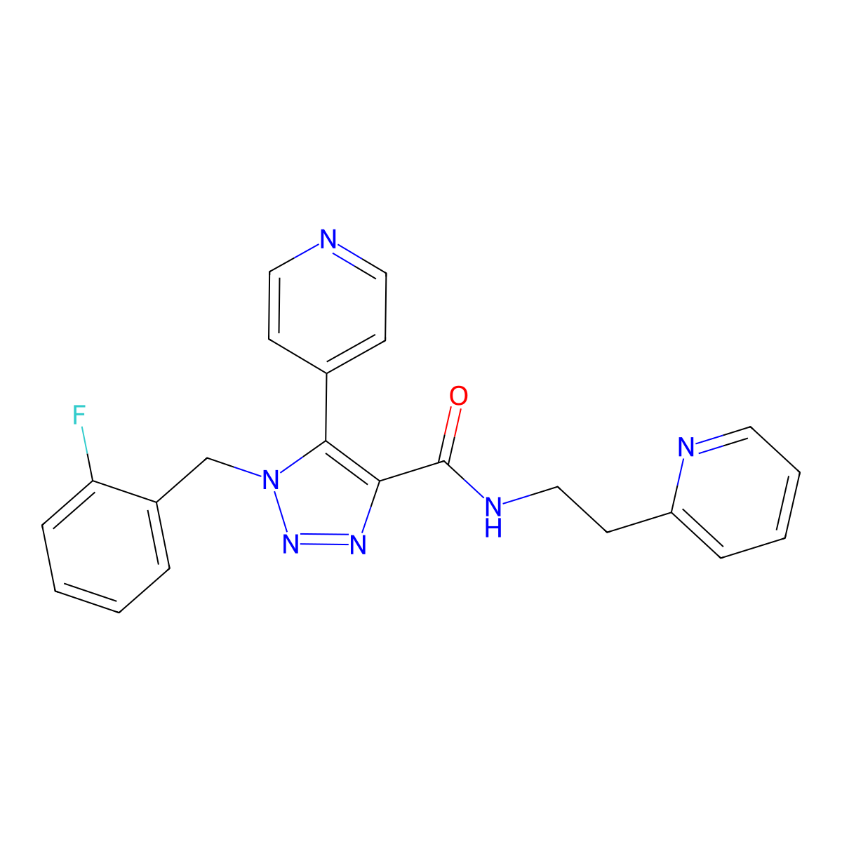 1-(2-fluorobenzyl)-N-(2-(pyridin-2-yl)ethyl)-5-(pyridin-4-yl)-1H-1,2,3-triazole-4-carboxamide molecular structure, CAS 1798485-18-3