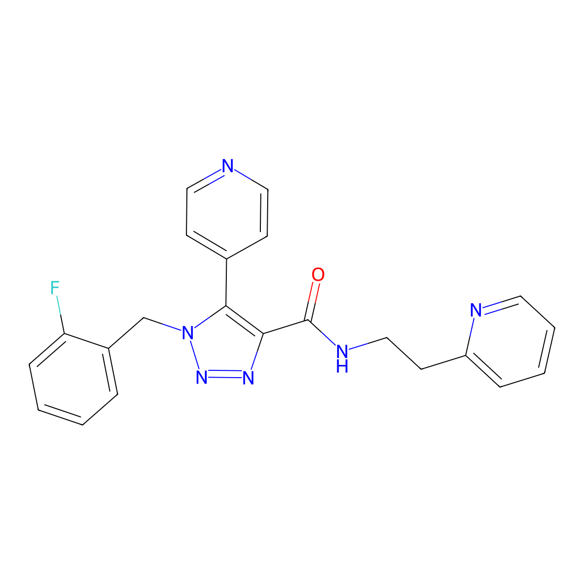 1-(2-fluorobenzyl)-N-(2-(pyridin-2-yl)ethyl)-5-(pyridin-4-yl)-1H-1,2,3-triazole-4-carboxamide molecular structure, CAS 1798485-18-3