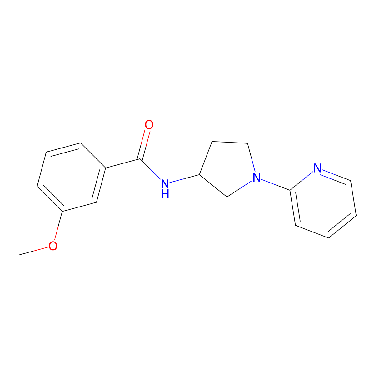 3-methoxy-N-[1-(pyridin-2-yl)pyrrolidin-3-yl]benzamide molecular structure, CAS 1798485-20-7