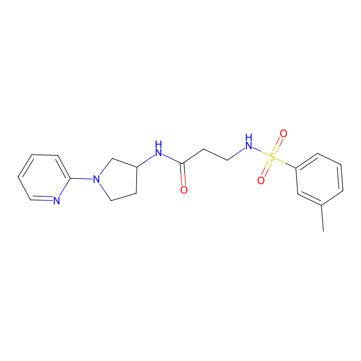3-(3-methylbenzenesulfonamido)-N-[1-(pyridin-2-yl)pyrrolidin-3-yl]propanamide molecular structure, CAS 1798485-24-1