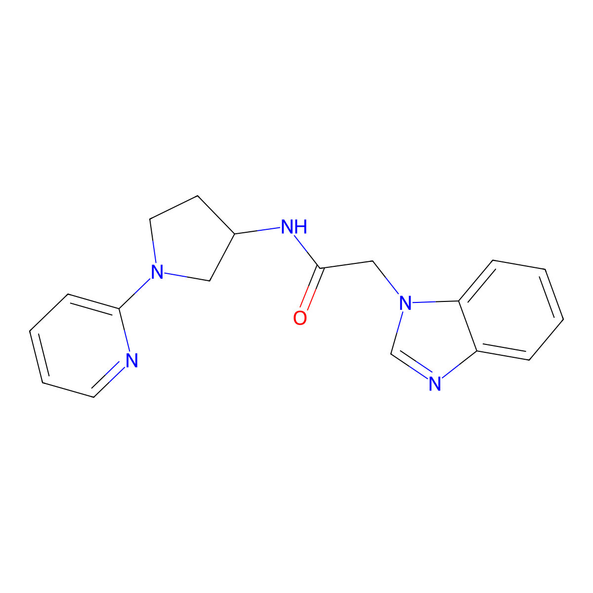 2-(1H-benzo[d]imidazol-1-yl)-N-(1-(pyridin-2-yl)pyrrolidin-3-yl)acetamide molecular structure, CAS 1798485-33-2