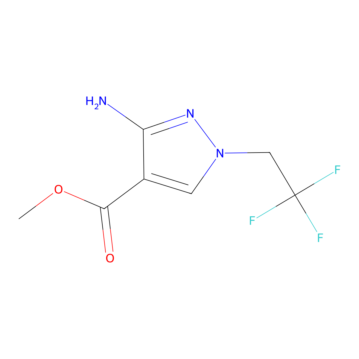Methyl 3-amino-1-(2,2,2-trifluoroethyl)-1H-pyrazole-4-carboxylate molecular structure, CAS 1798485-37-6