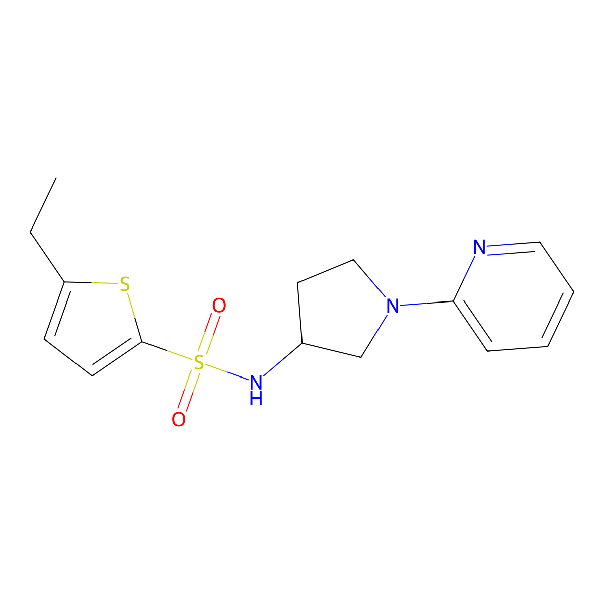 5-ethyl-N-[1-(pyridin-2-yl)pyrrolidin-3-yl]thiophene-2-sulfonamide molecular structure, CAS 1798485-41-2