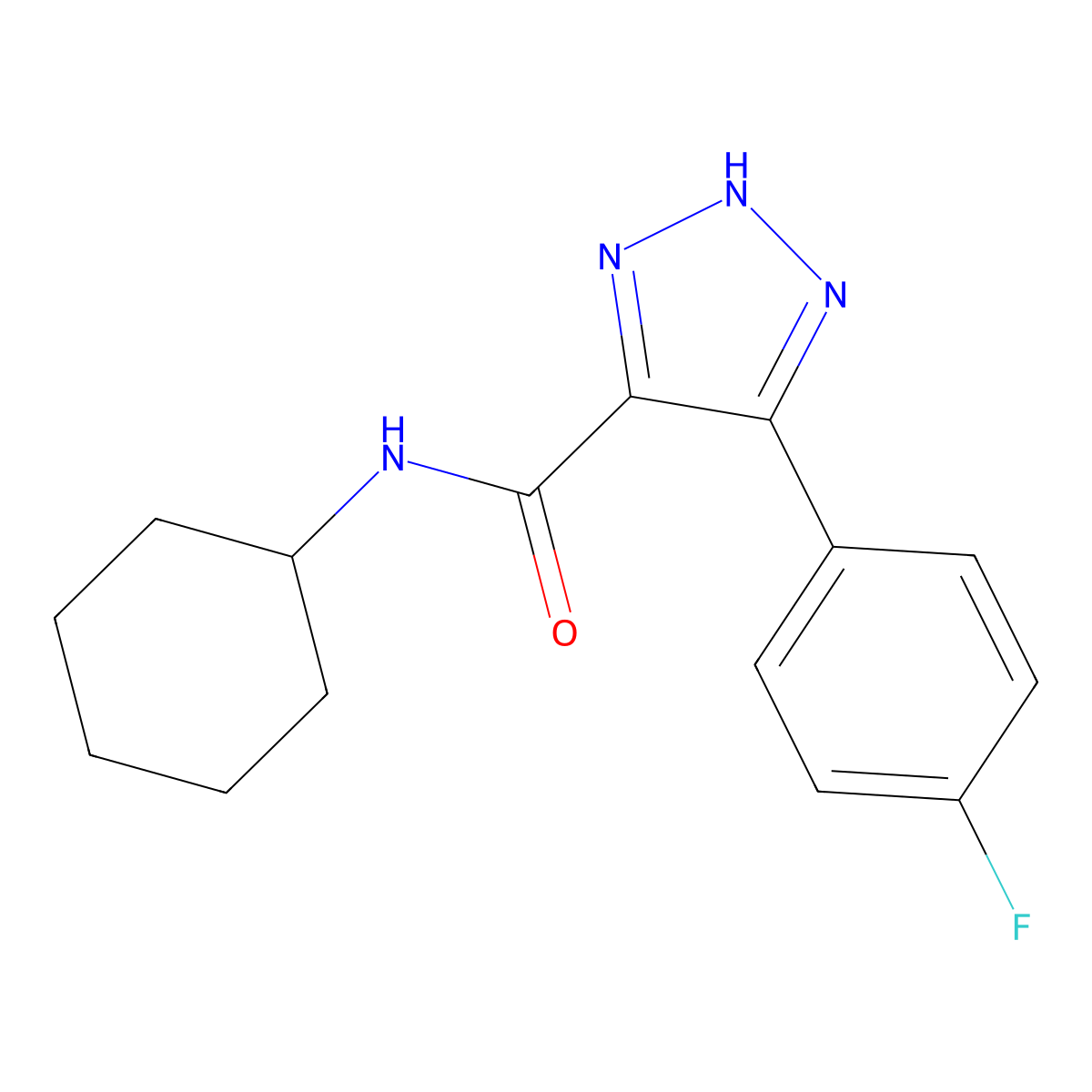 N-cyclohexyl-4-(4-fluorophenyl)-1H-1,2,3-triazole-5-carboxamide molecular structure, CAS 1798485-42-3