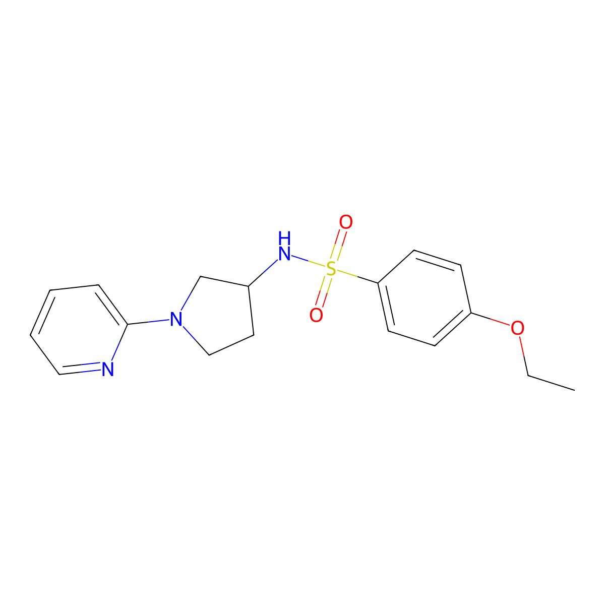 4-ethoxy-N-(1-(pyridin-2-yl)pyrrolidin-3-yl)benzenesulfonamide molecular structure, CAS 1798485-47-8