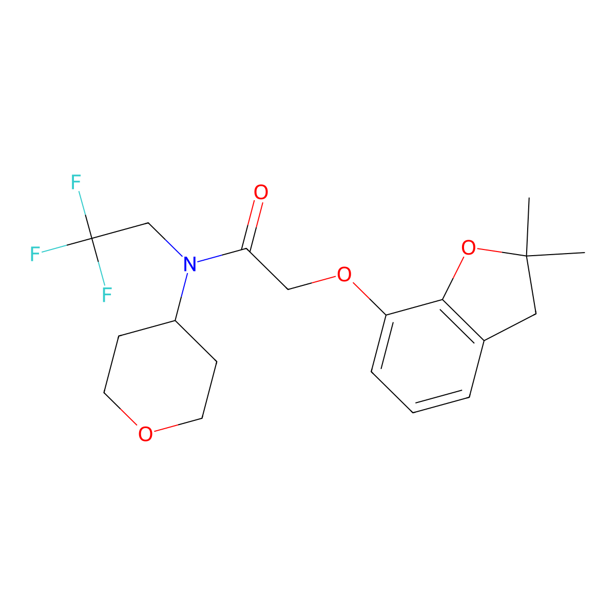 2-((2,2-dimethyl-2,3-dihydrobenzofuran-7-yl)oxy)-N-(tetrahydro-2H-pyran-4-yl)-N-(2,2,2-trifluoroethyl)acetamide molecular structure, CAS 1798485-66-1
