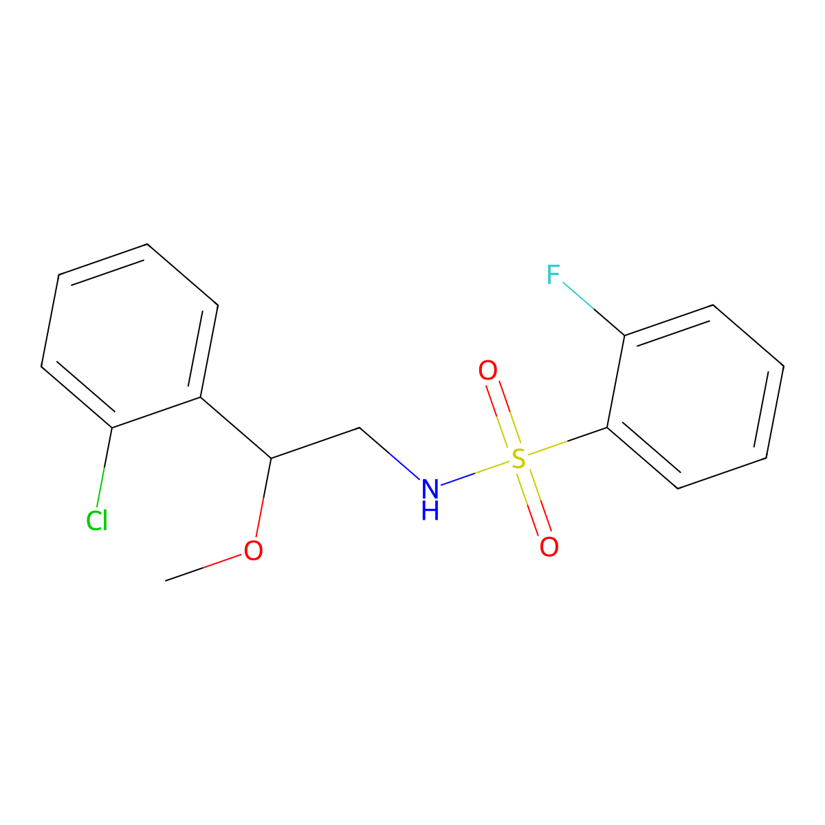 N-(2-(2-chlorophenyl)-2-methoxyethyl)-2-fluorobenzenesulfonamide molecular structure, CAS 1798485-71-8