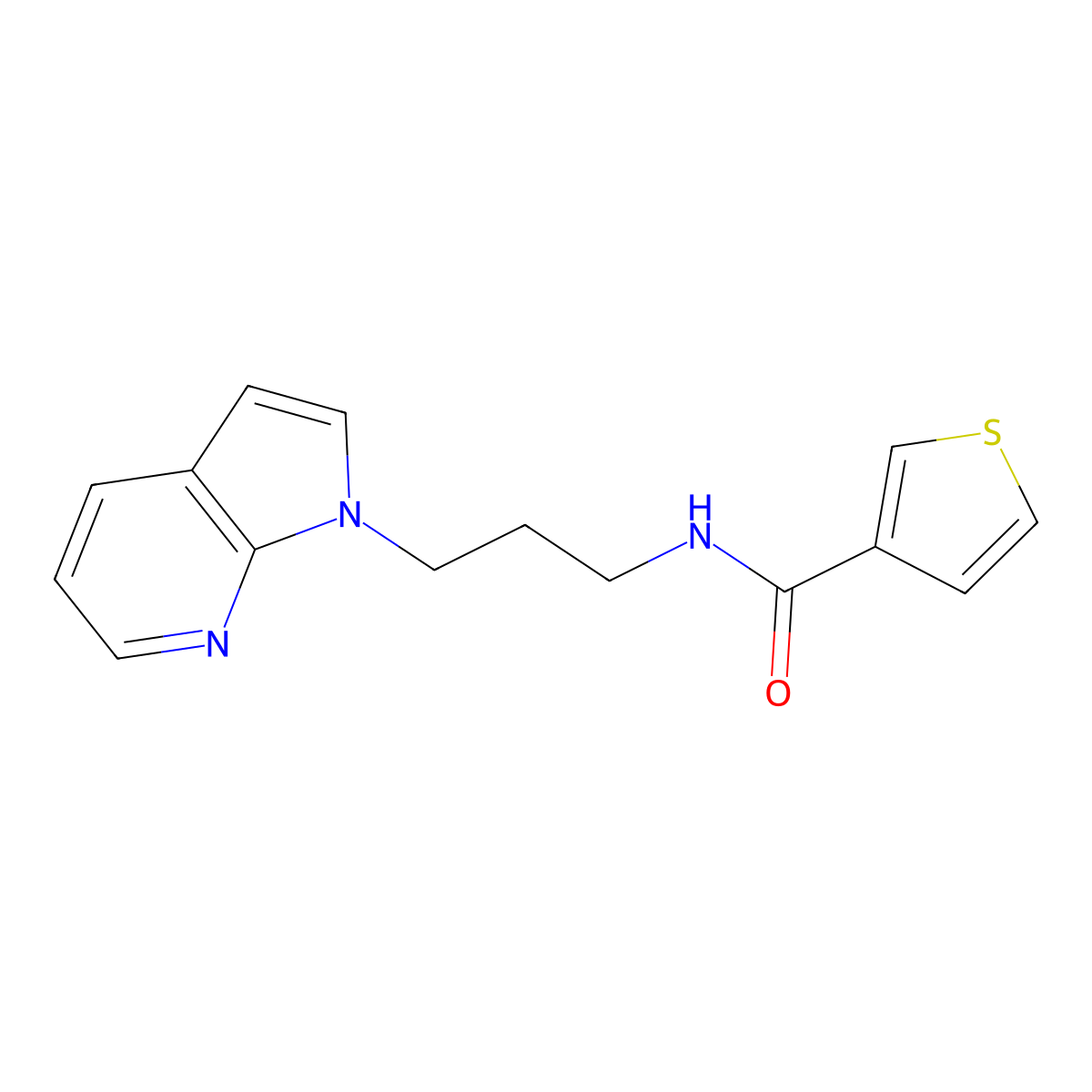 N-(3-{1H-pyrrolo[2,3-b]pyridin-1-yl}propyl)thiophene-3-carboxamide molecular structure, CAS 1798485-86-5
