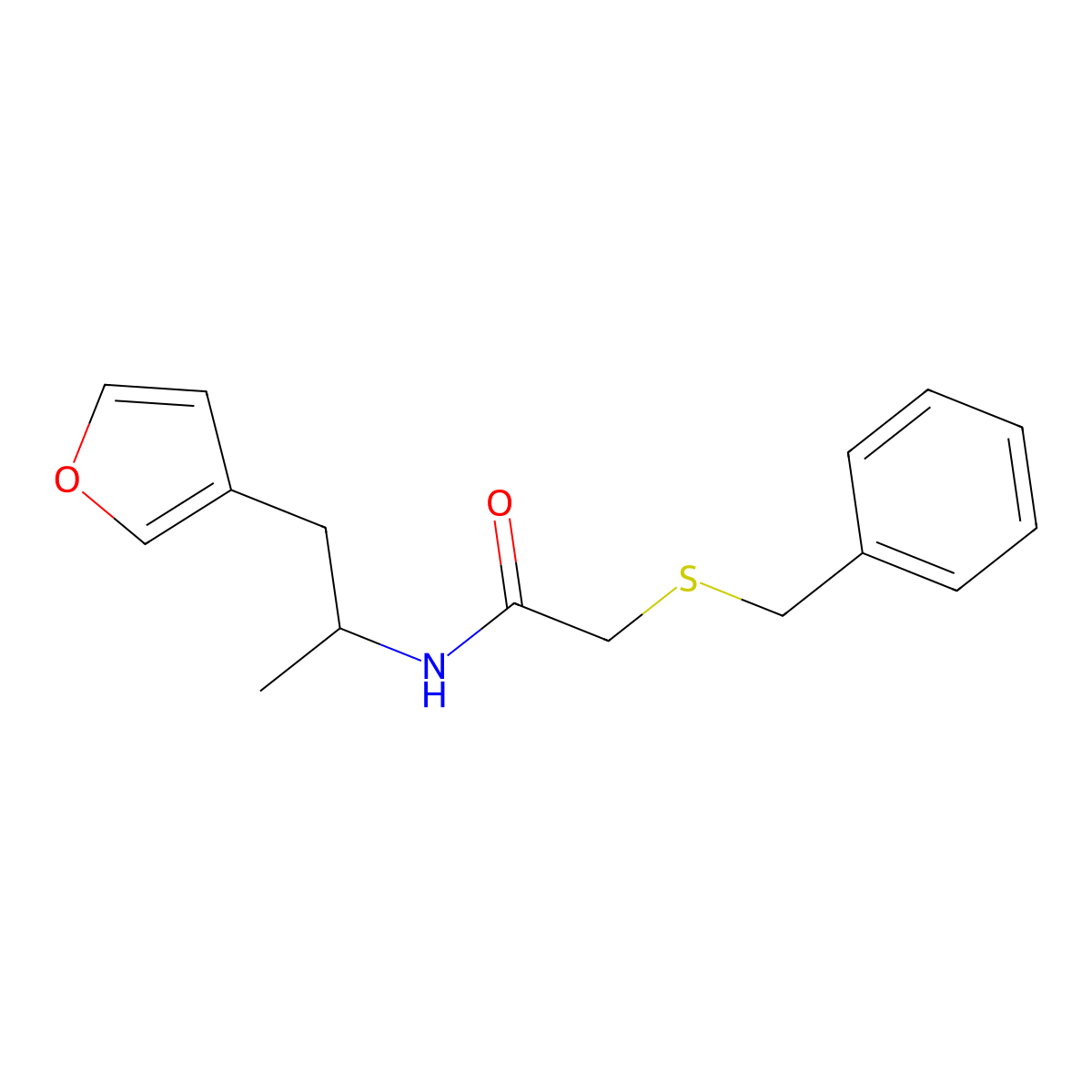 2-(benzylthio)-N-(1-(furan-3-yl)propan-2-yl)acetamide molecular structure, CAS 1798486-29-9