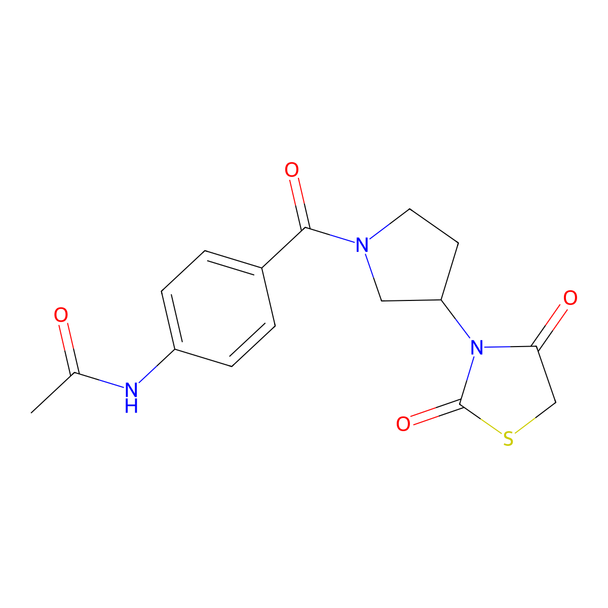 N-(4-(3-(2,4-dioxothiazolidin-3-yl)pyrrolidine-1-carbonyl)phenyl)acetamide molecular structure, CAS 1798486-30-2