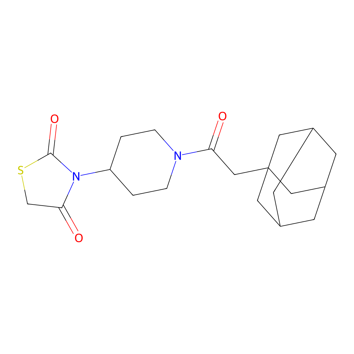 3-{1-[2-(Adamantan-1-yl)acetyl]piperidin-4-yl}-1,3-thiazolidine-2,4-dione molecular structure, CAS 1798486-50-6