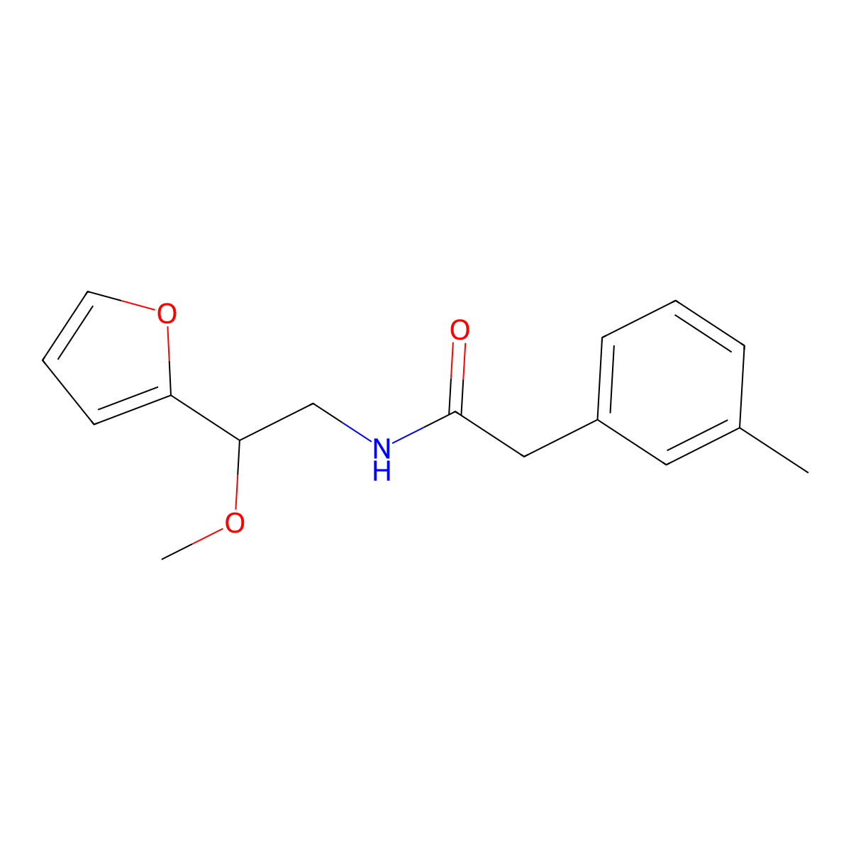 N-(2-(furan-2-yl)-2-methoxyethyl)-2-(m-tolyl)acetamide molecular structure, CAS 1798486-54-0