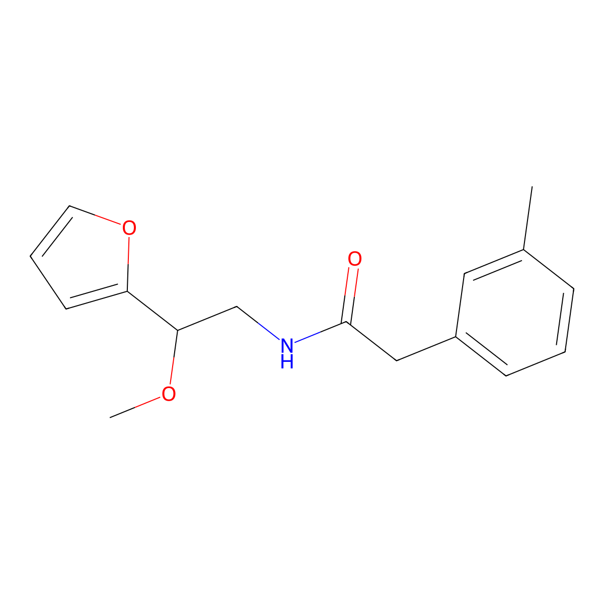 N-(2-(furan-2-yl)-2-methoxyethyl)-2-(m-tolyl)acetamide molecular structure, CAS 1798486-54-0