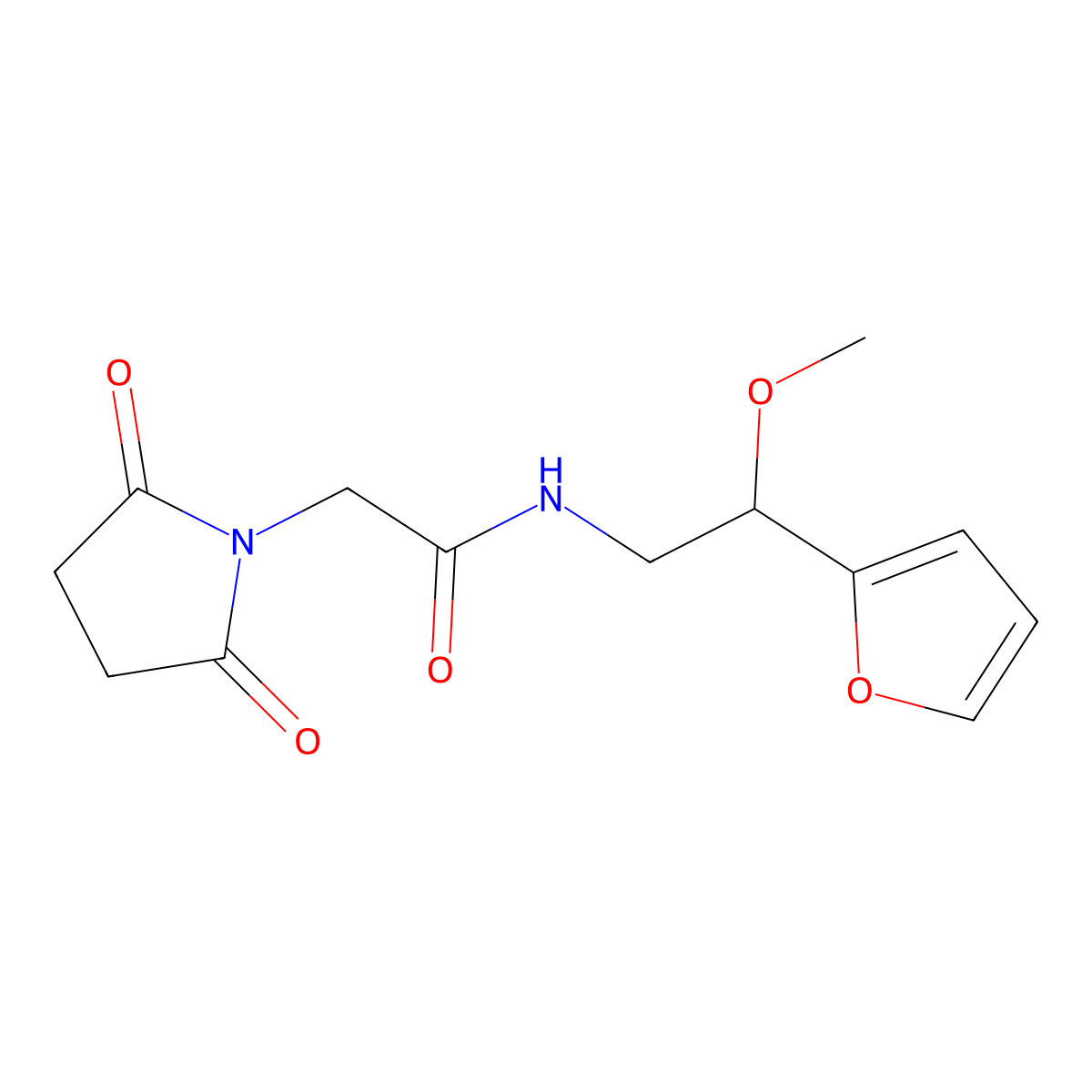 2-(2,5-dioxopyrrolidin-1-yl)-N-[2-(furan-2-yl)-2-methoxyethyl]acetamide molecular structure, CAS 1798486-61-9