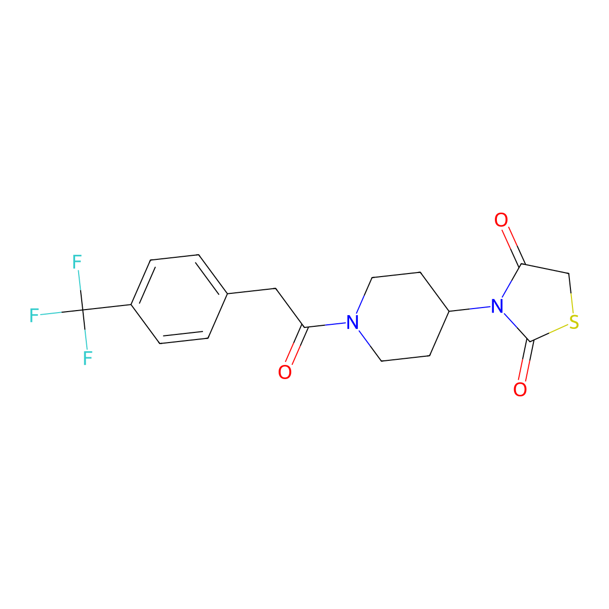 3-(1-(2-(4-(Trifluoromethyl)phenyl)acetyl)piperidin-4-yl)thiazolidine-2,4-dione molecular structure, CAS 1798486-68-6
