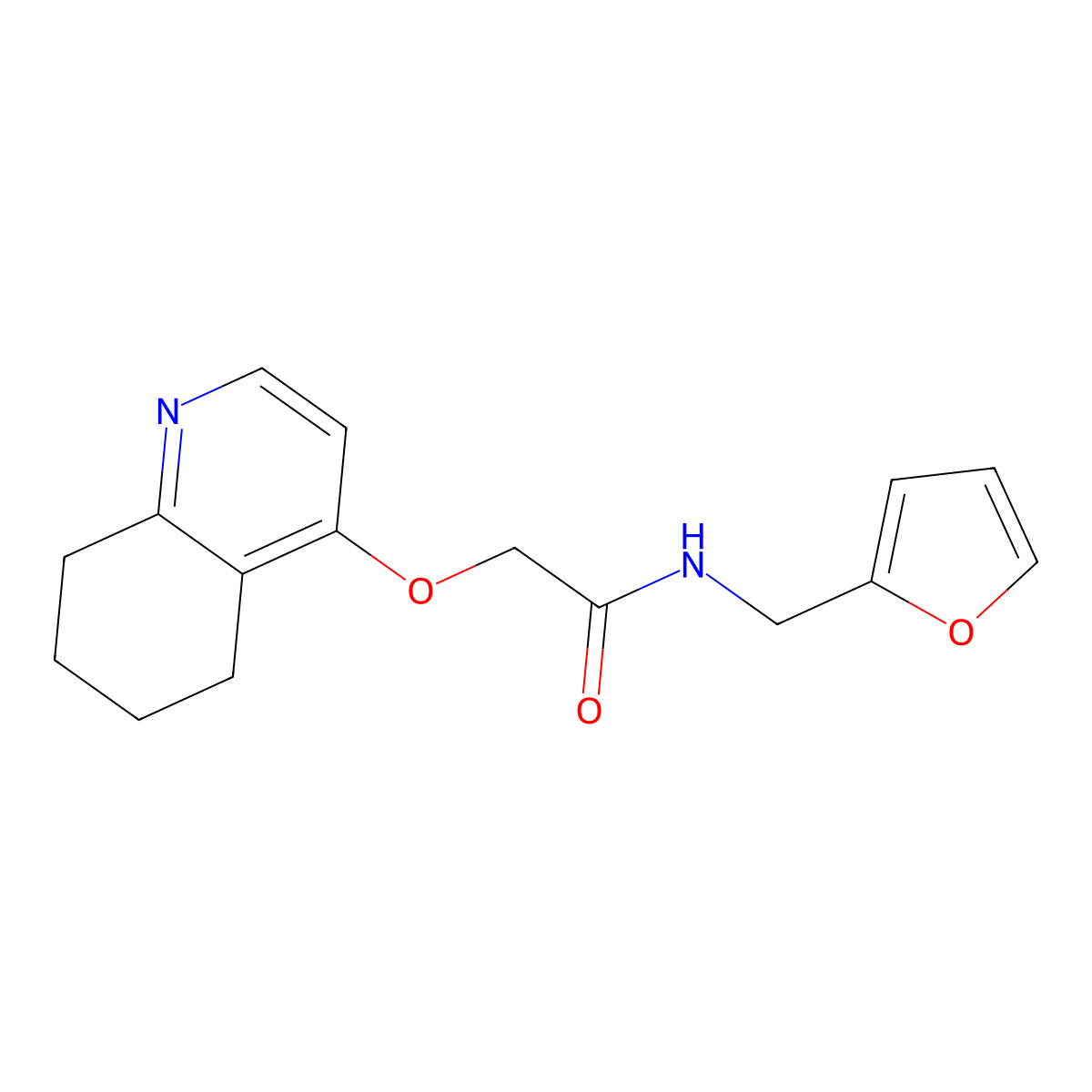 N-(furan-2-ylmethyl)-2-((5,6,7,8-tetrahydroquinolin-4-yl)oxy)acetamide molecular structure, CAS 1798486-99-3