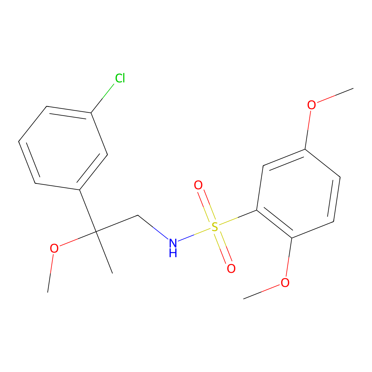 N-(2-(3-chlorophenyl)-2-methoxypropyl)-2,5-dimethoxybenzenesulfonamide molecular structure, CAS 1798487-04-3