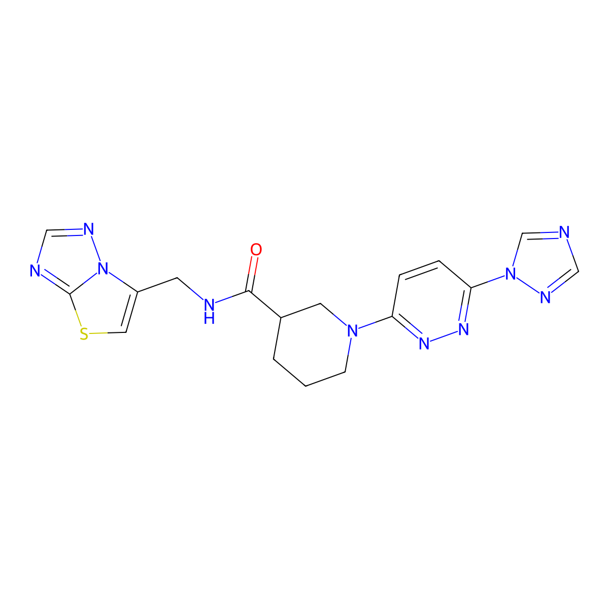 1-(6-(1H-1,2,4-triazol-1-yl)pyridazin-3-yl)-N-(thiazolo[3,2-b][1,2,4]triazol-6-ylmethyl)piperidine-3-carboxamide molecular structure, CAS 1798487-25-8