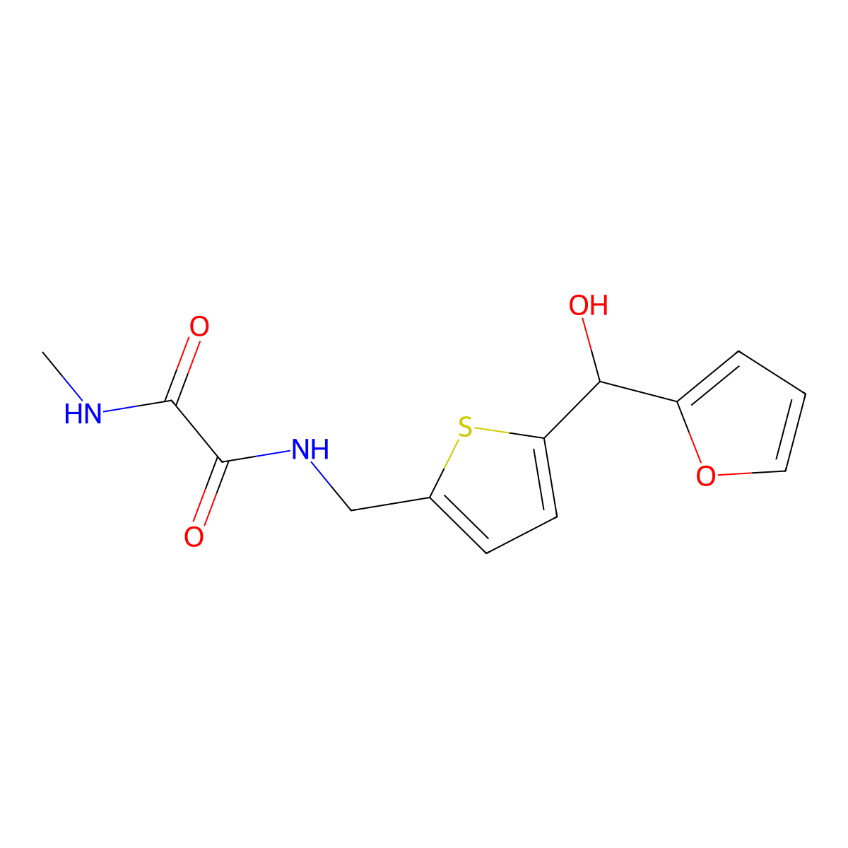 N1-((5-(furan-2-yl(hydroxy)methyl)thiophen-2-yl)methyl)-N2-methyloxalamide molecular structure, CAS 1798487-37-2