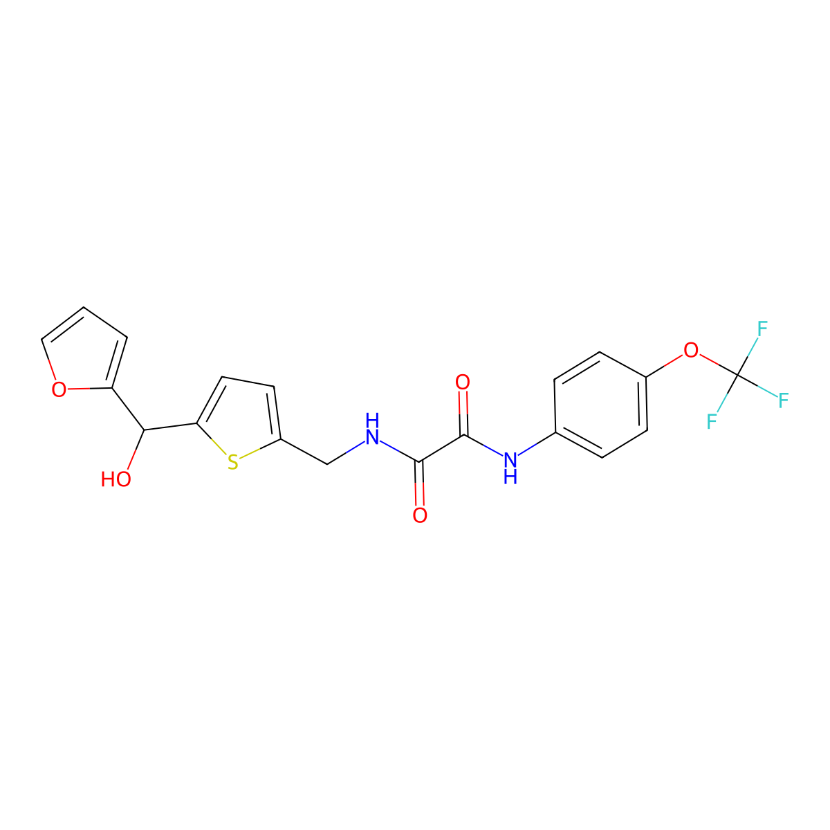 N1-((5-(furan-2-yl(hydroxy)methyl)thiophen-2-yl)methyl)-N2-(4-(trifluoromethoxy)phenyl)oxalamide molecular structure, CAS 1798487-45-2