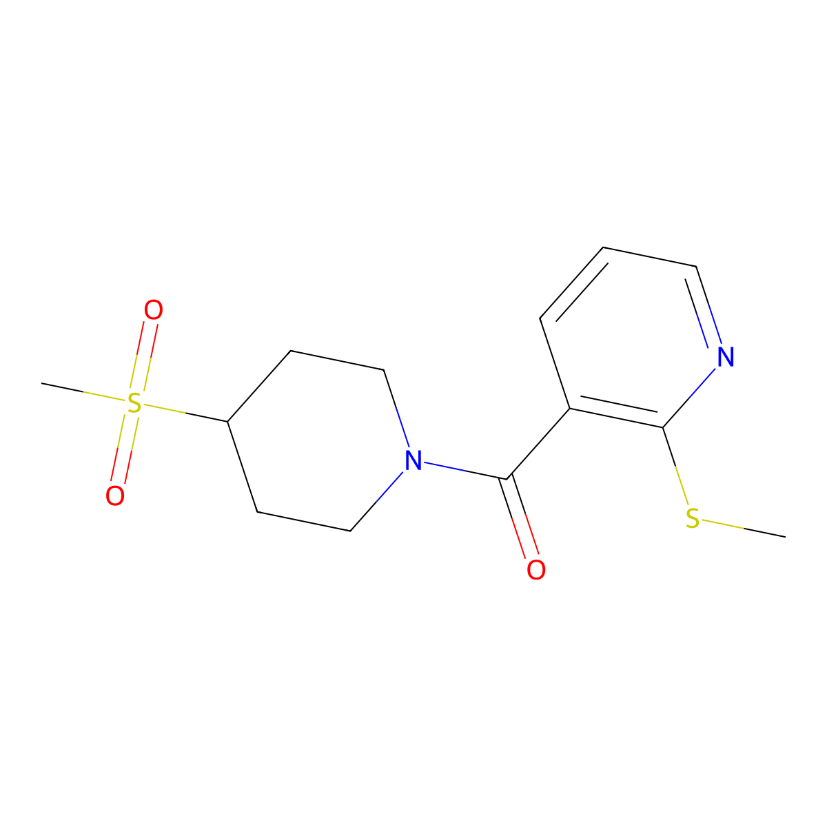 (4-(Methylsulfonyl)piperidin-1-yl)(2-(methylthio)pyridin-3-yl)methanone molecular structure, CAS 1798487-67-8