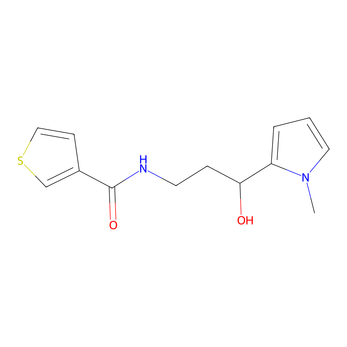 N-(3-hydroxy-3-(1-methyl-1H-pyrrol-2-yl)propyl)thiophene-3-carboxamide molecular structure, CAS 1798488-34-2