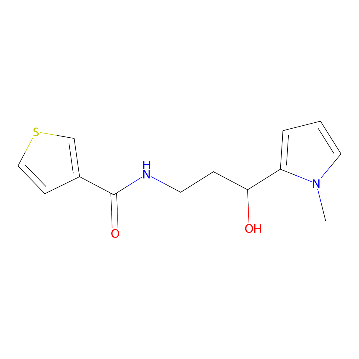 N-(3-hydroxy-3-(1-methyl-1H-pyrrol-2-yl)propyl)thiophene-3-carboxamide molecular structure, CAS 1798488-34-2