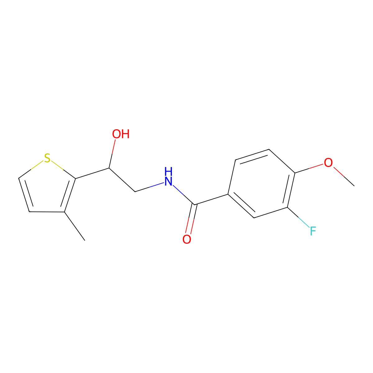 3-fluoro-N-[2-hydroxy-2-(3-methylthiophen-2-yl)ethyl]-4-methoxybenzamide molecular structure, CAS 1798488-44-4