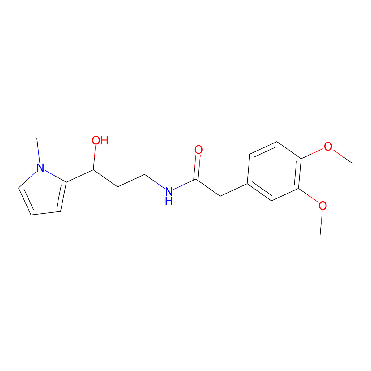 2-(3,4-dimethoxyphenyl)-N-[3-hydroxy-3-(1-methyl-1H-pyrrol-2-yl)propyl]acetamide molecular structure, CAS 1798488-45-5