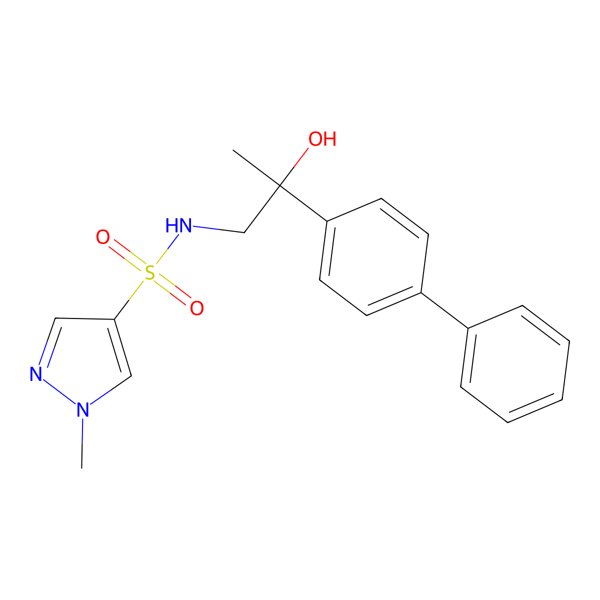 N-(2-([1,1'-biphenyl]-4-yl)-2-hydroxypropyl)-1-methyl-1H-pyrazole-4-sulfonamide molecular structure, CAS 1798488-53-5