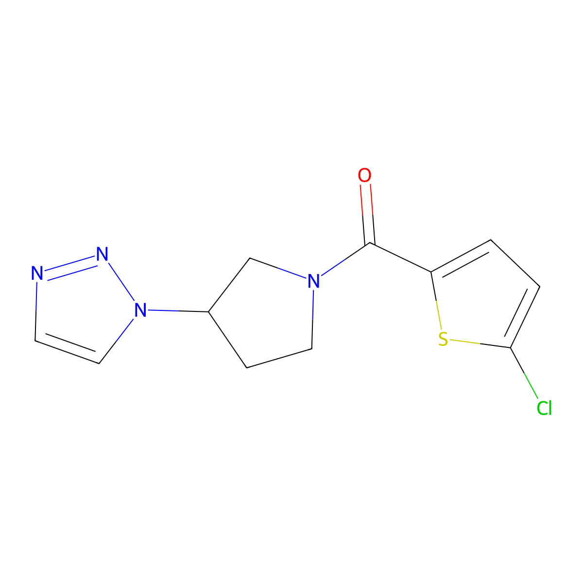 (3-(1H-1,2,3-triazol-1-yl)pyrrolidin-1-yl)(5-chlorothiophen-2-yl)methanone molecular structure, CAS 1798488-64-8