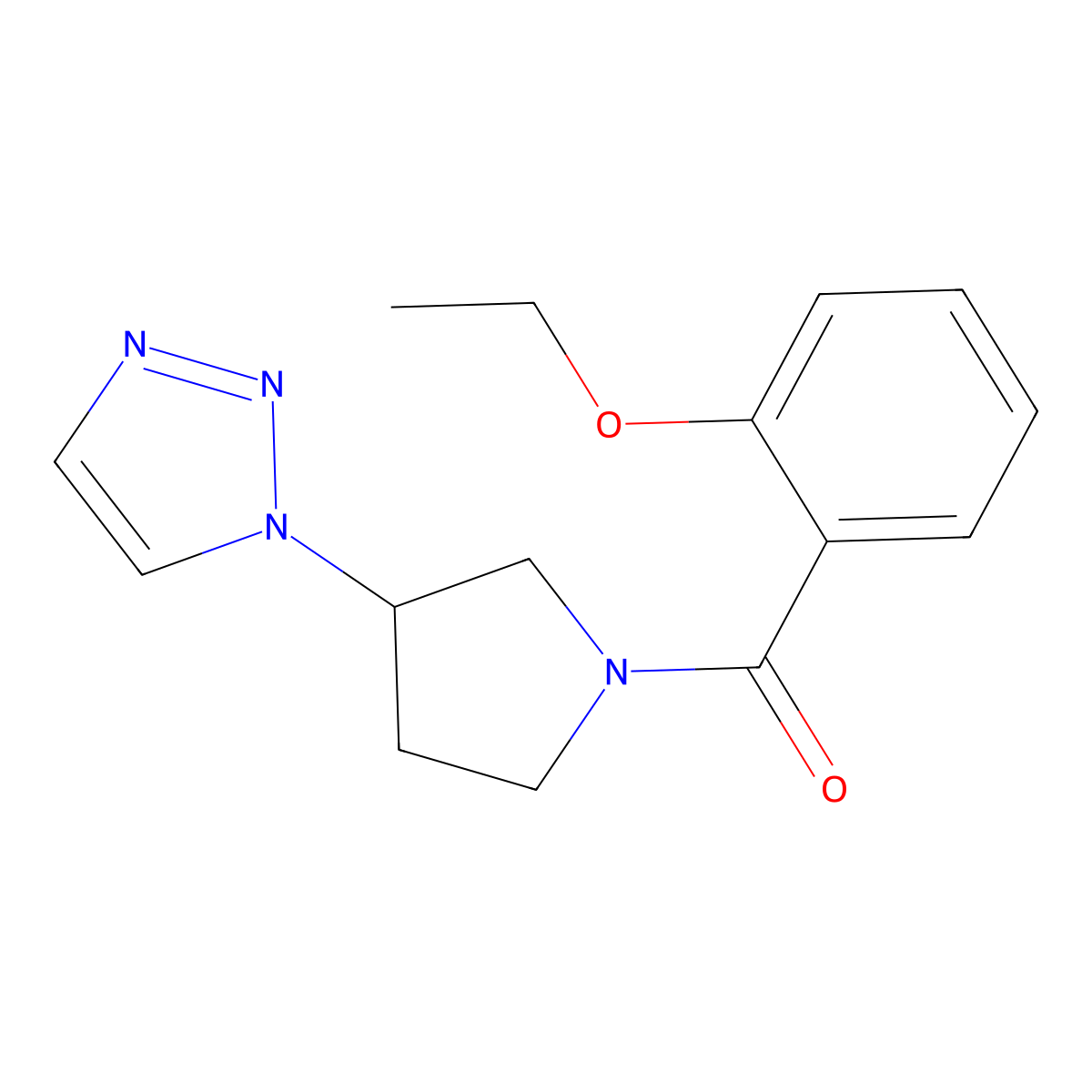 (3-(1H-1,2,3-triazol-1-yl)pyrrolidin-1-yl)(2-ethoxyphenyl)methanone molecular structure, CAS 1798488-81-9