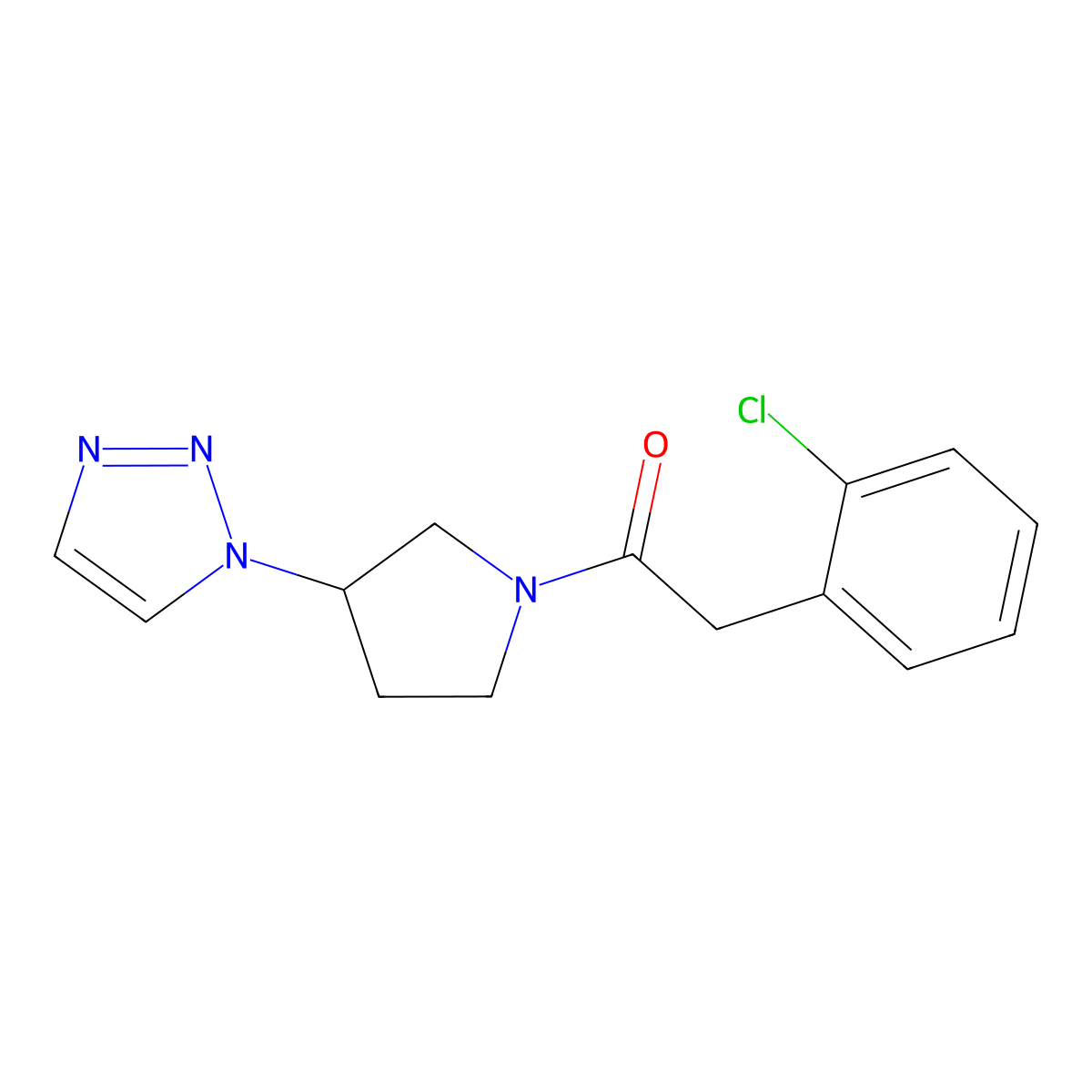 1-(3-(1H-1,2,3-triazol-1-yl)pyrrolidin-1-yl)-2-(2-chlorophenyl)ethanone molecular structure, CAS 1798488-91-1