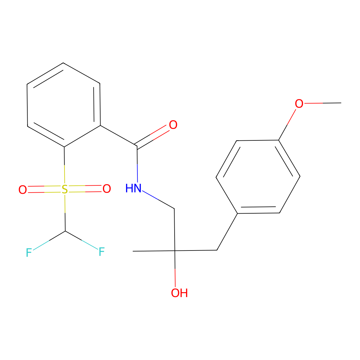 2-((difluoromethyl)sulfonyl)-N-(2-hydroxy-3-(4-methoxyphenyl)-2-methylpropyl)benzamide molecular structure, CAS 1798488-93-3